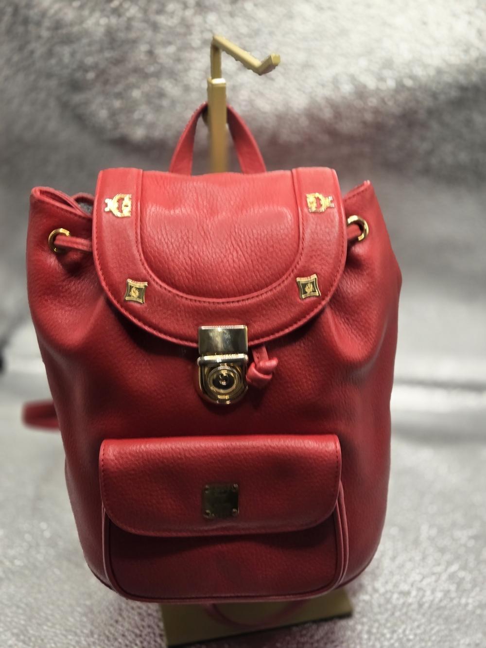 Authentic MCM Red Leather Mini Backpack
